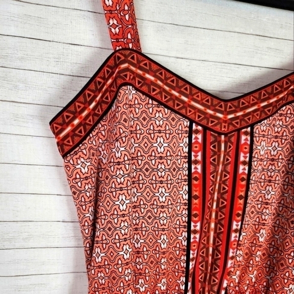 WHBM GEOMTRIC PRINT SATIN CHEMISE DRESS, SZ MEDIUM - Picture 3 of 15